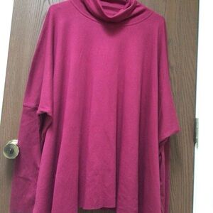 Planet by Lauren G Chic cowl tunic top berry 100% cotton, OS M-2XL